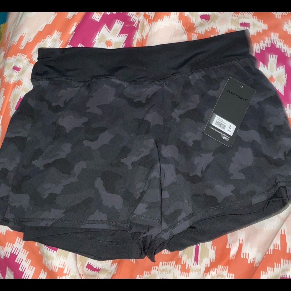 90 degree by reflex black and grey camo shorts.